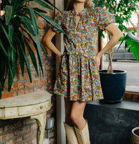 LOVE THE LABEL Edith Short Sleeve Dress in cottage garden liberty print - women's dress - alternate view