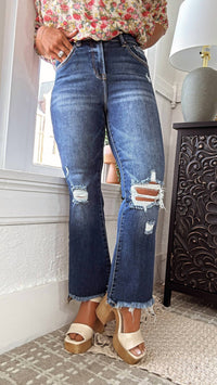 Risen - Corey Cropped High Rise Flare Jeans