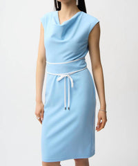 Joseph Ribkoff - Cowl Neck Belted Waist Sheath Dress