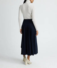ANNA QUAN Virginia Midi Skirt in chalkstripe - women's skirt - detail view
