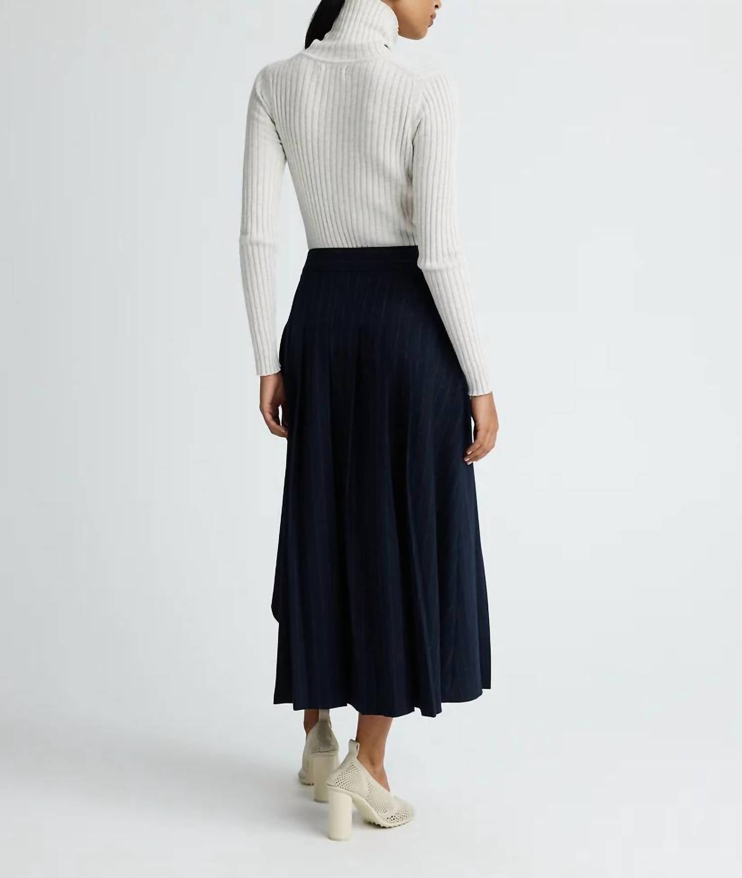 ANNA QUAN Virginia Midi Skirt in chalkstripe - women's skirt - detail view