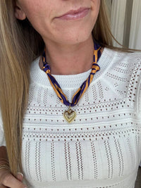 Caroline Hill - Women's Scarf Necklace With Heart Charm