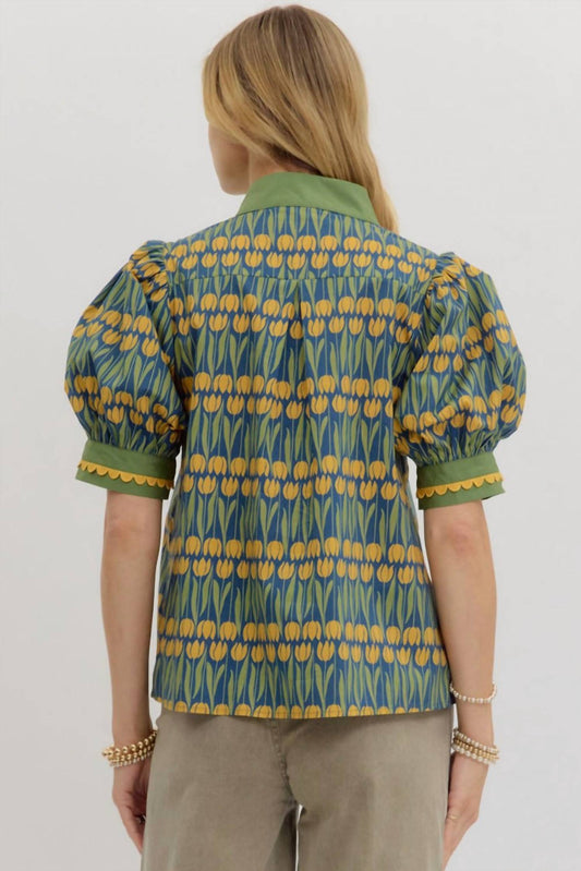 Entro - Scalloped Trim Golden Tulip Top