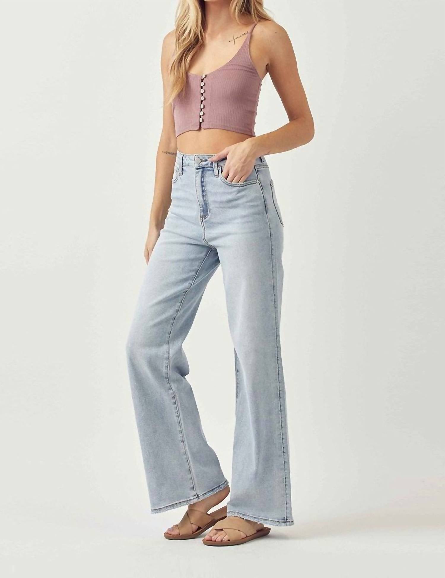 RISEN High Rise Wide Flare Jeans in light - women's jeans - view 5