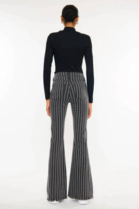 Kancan - Stripe Pants With Frayed Hem
