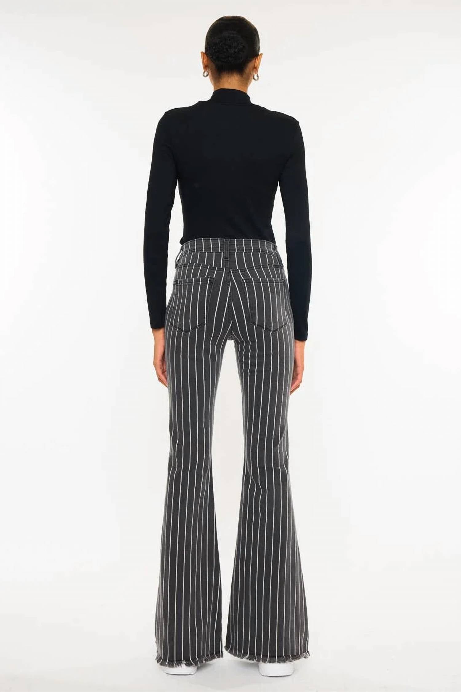Kancan - Stripe Pants With Frayed Hem