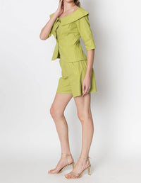 ZETAYE Celeste Linen Cotton Blazer in green - women's jacket - alternate view