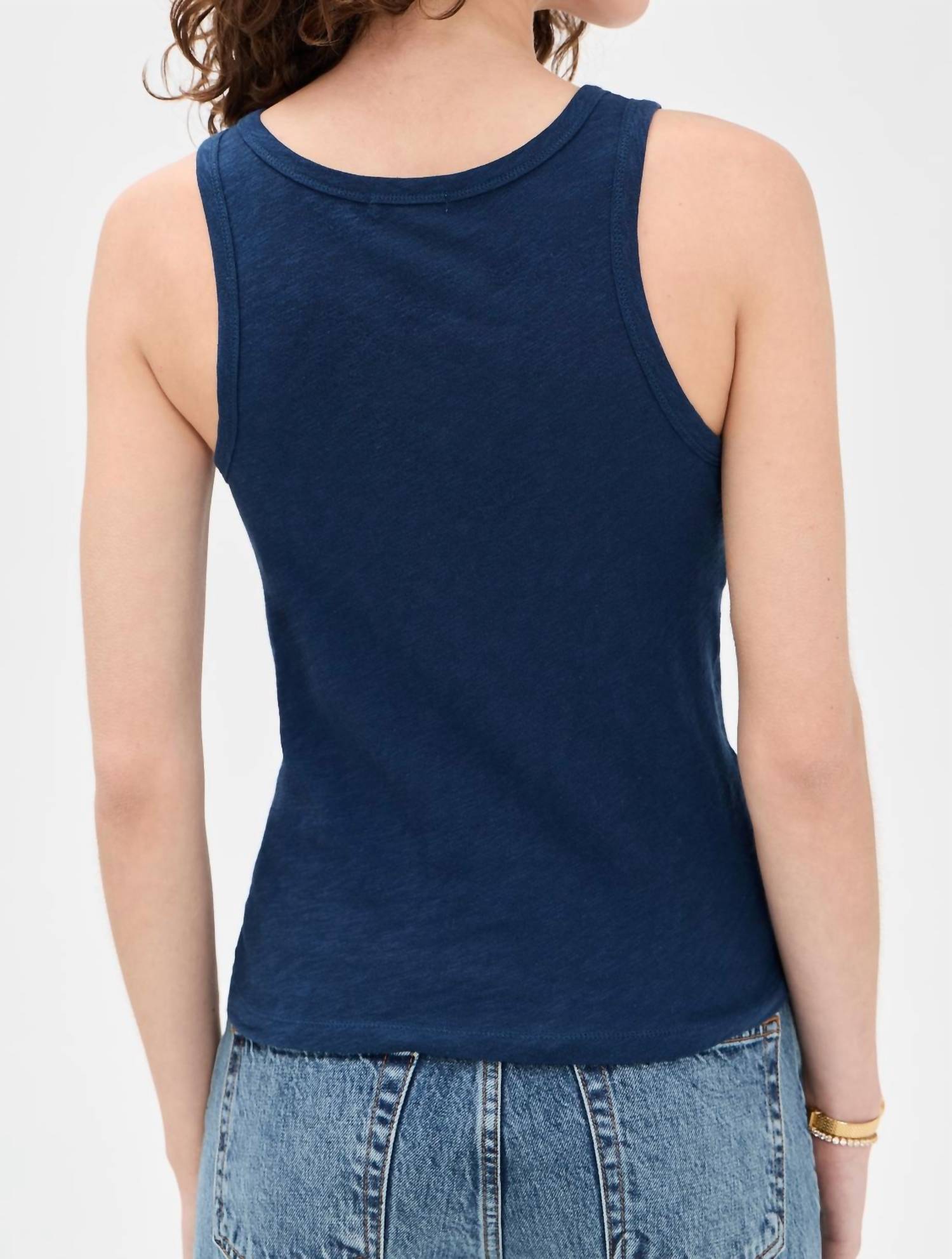 Z Supply Classic Slub Scoop Tank Top in indigo - women's tank top - detail view