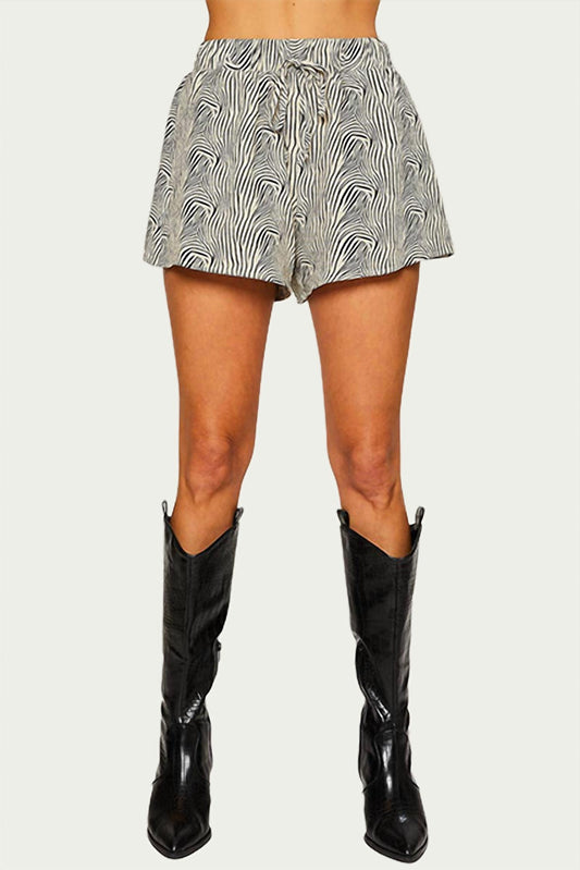 ZEBRA-PRINT TEXTURED HIGH-WAISTED SHORTS