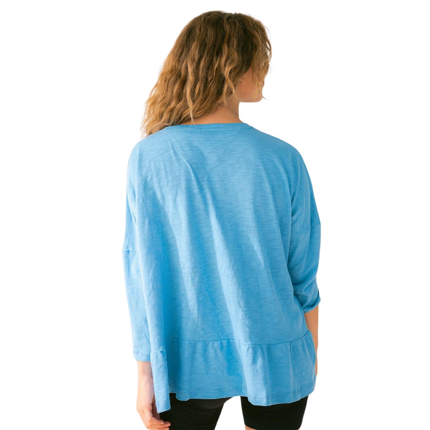 MERSEA Peppy Slub Tee in cerulean - women's long sleeve top - alternate view