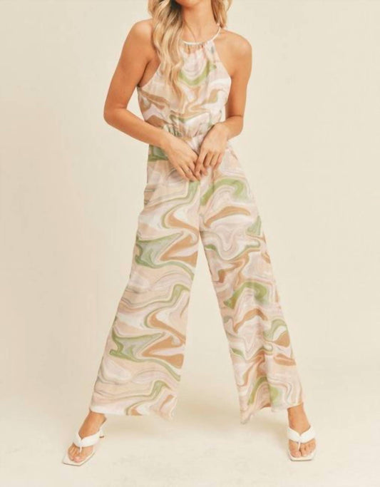 Swirl Print Cut Out Jumpsuit