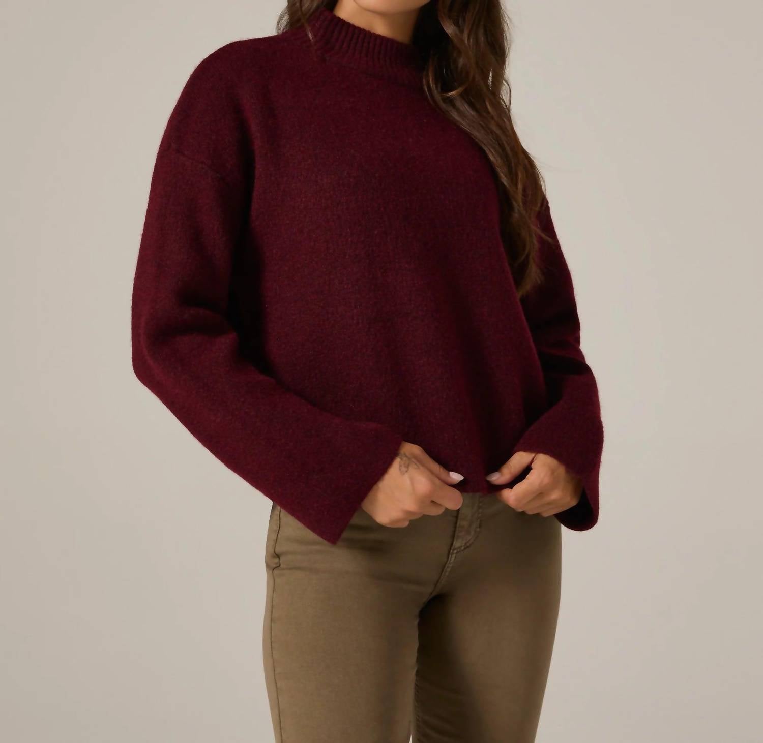 7Diamonds Wren Knitted Sweater in burgundy - women's sweater - detail view