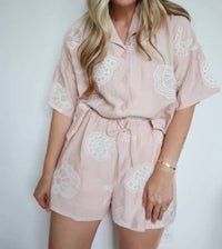 Lalavon - Madi Seaside Shell Embroidered Shorts Set