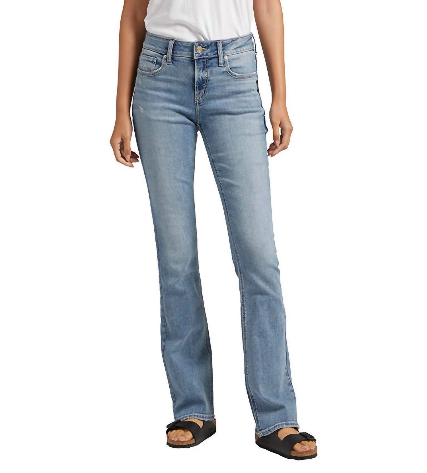 Silver Jeans Co - Elyse Comfort Fit Mid Rise Slim Boot Cut Jeans