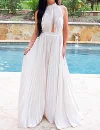 Luxxel - Addicted To Love Pleated Halter Maxi Dress