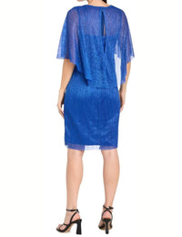 R&M Richards - Metallic Capelet Short Evening Dress