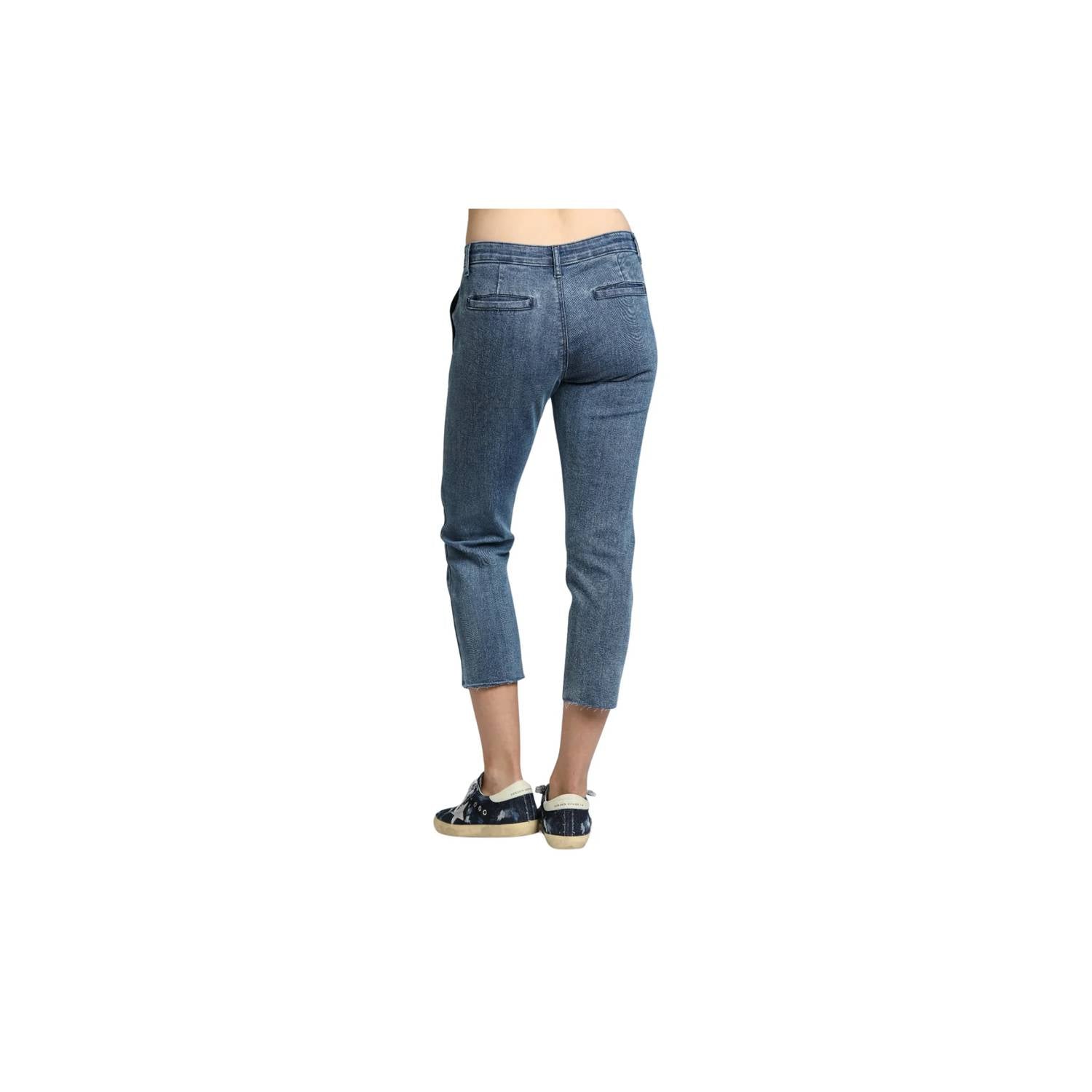 Apny - Distressed Raw Hem Trouser Jean