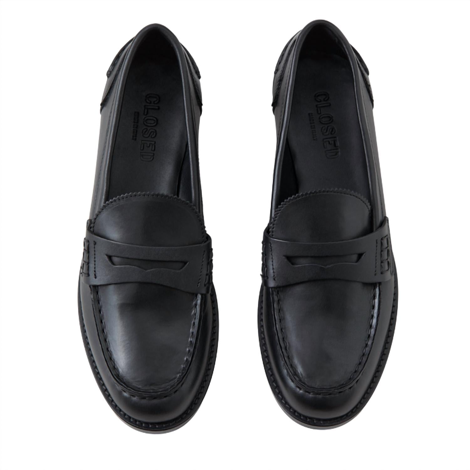 CLOSED Women's Almond Toe Low Block Heel Loafers in black - women's flats - view 4