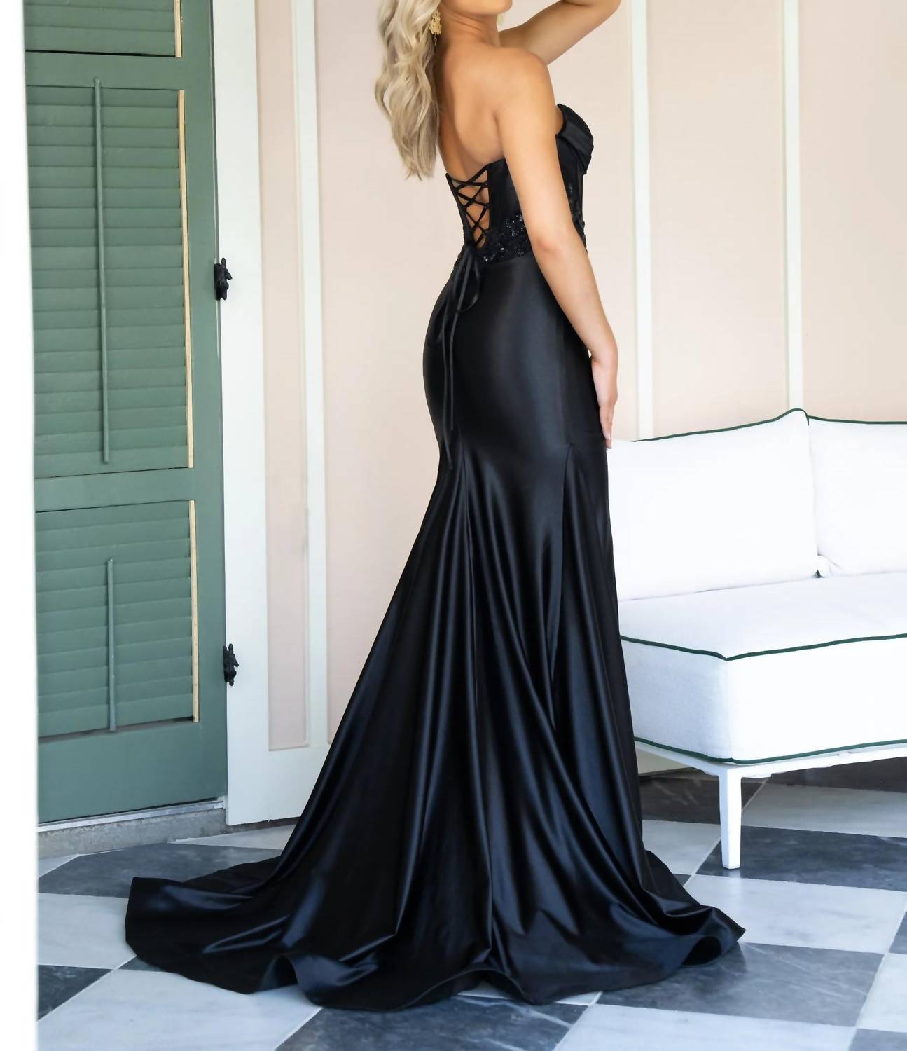 Rachel Allan - Stretch Satin Jersey Prom Dress