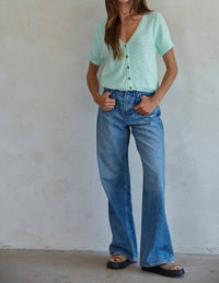 By Together Deacon Cardigan Top in light mint - women's cardigan - alternate view