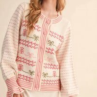 &Merci - Floral Ruffle Sleeve Sweater Cardigan