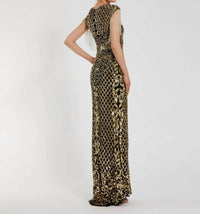 Mac Duggal - High Neck Beaded Fringe Fitted Gown