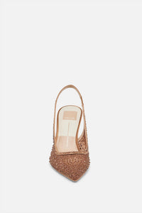 Dolce Vita Women's Kaye Crystal Heels in mid brown mesh - women's heels - view 4