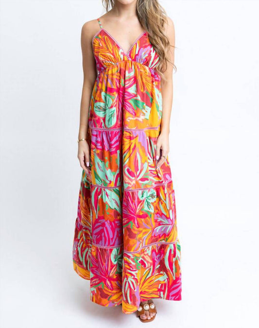 Karlie - Tropical Halter Tier Maxi Dress