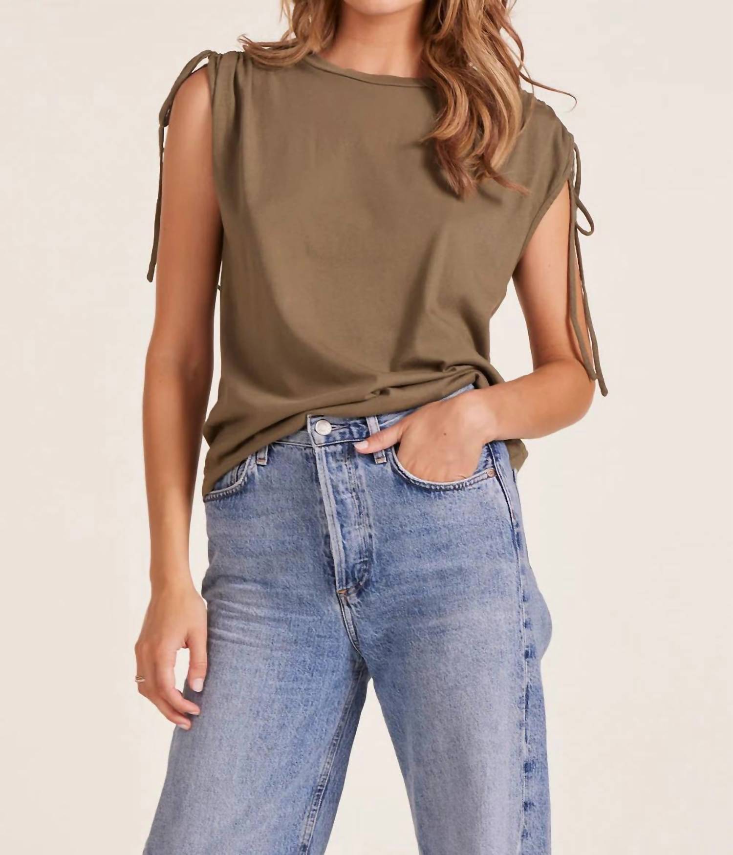 Bobi - Drawstring Sleeve Crewneck Tee