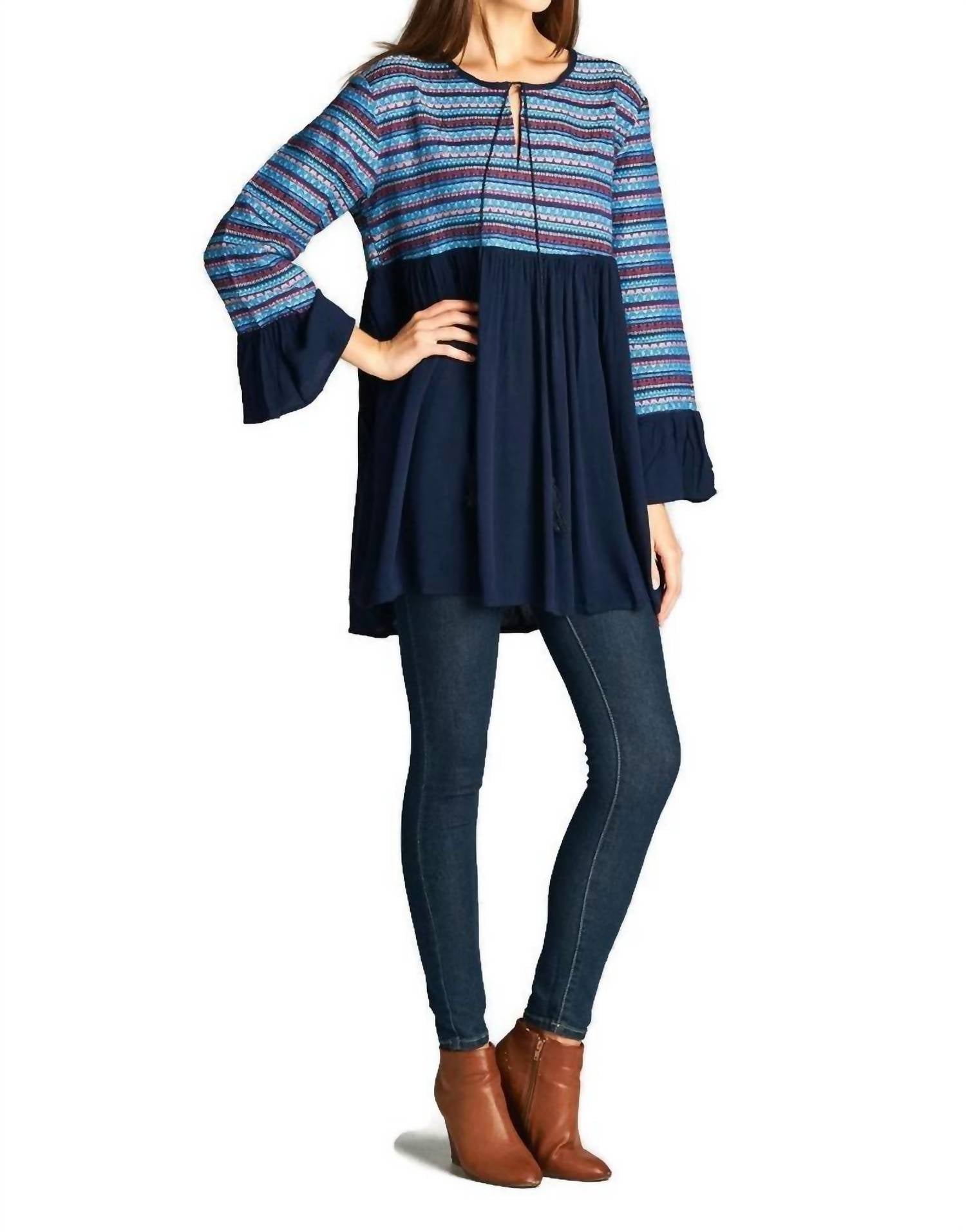 Velzera - Tapestry Geometric Mini Dress - Plus