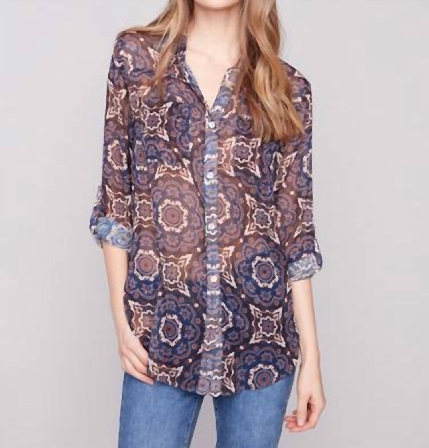 Charlie B - Printed Button-up Blouse