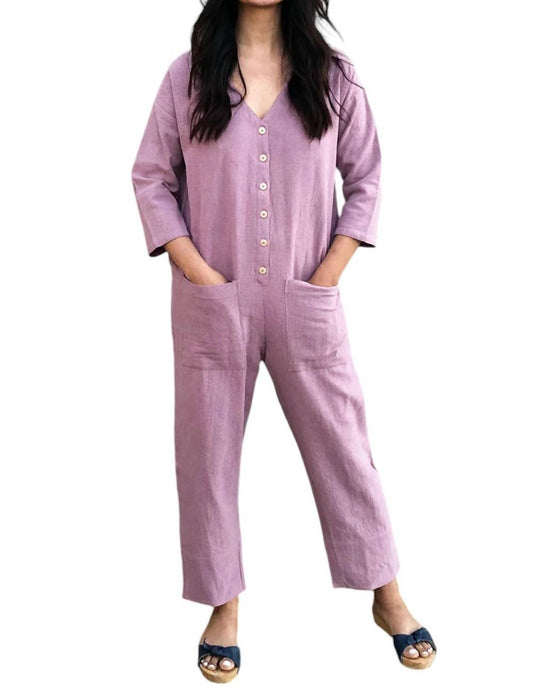 Happy French Gang - Women's Button Closure Jumpsuit