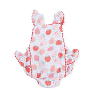 Angel Dear - Girls Strawberry Bliss Muslin Ric Rac Sunsuit