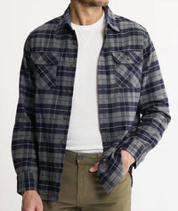 JACHS NEW YORK Brawny Flannel & Thermal Set - 2-Pack in navy brawny flannel - men's shirt