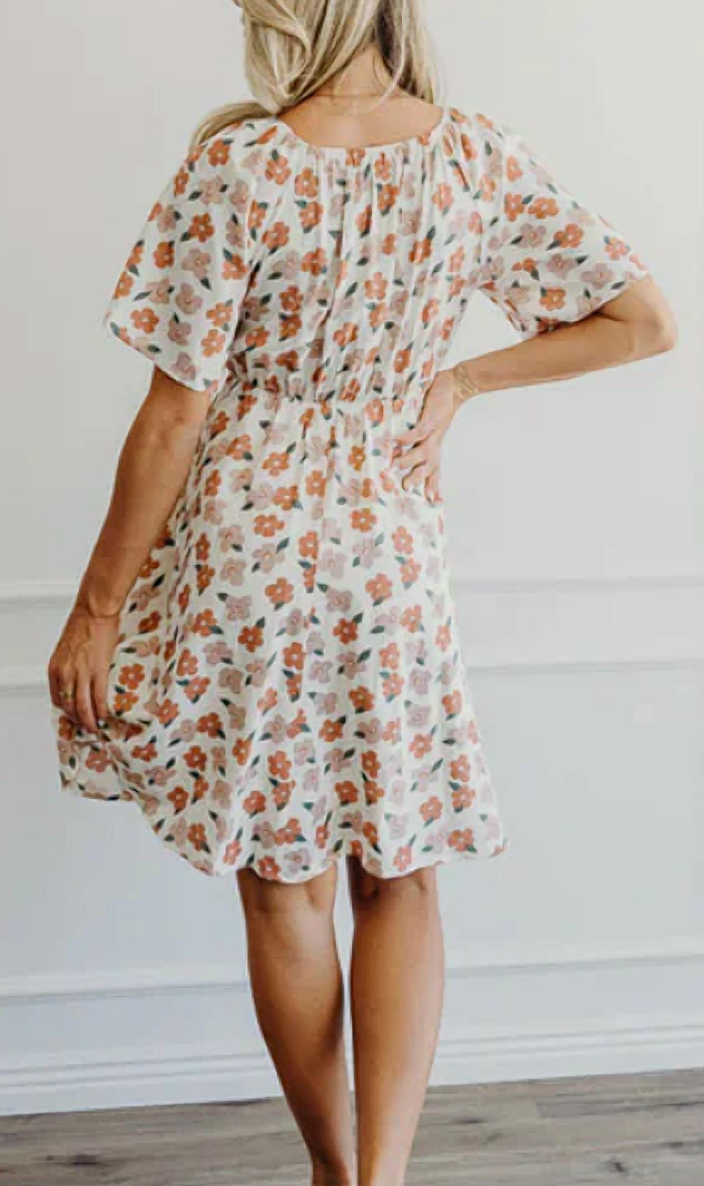 Mikarose Tori Dress in spring blossom - women's dress - detail view