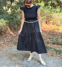 Meet Me In Santorini - Poplin Crochet Trim Dress