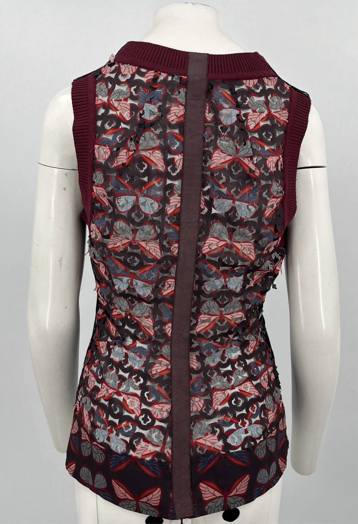 Byron Lars Women's Printed Paillette V-neck Zip Tank in multi blue - women's tank top - alternate view