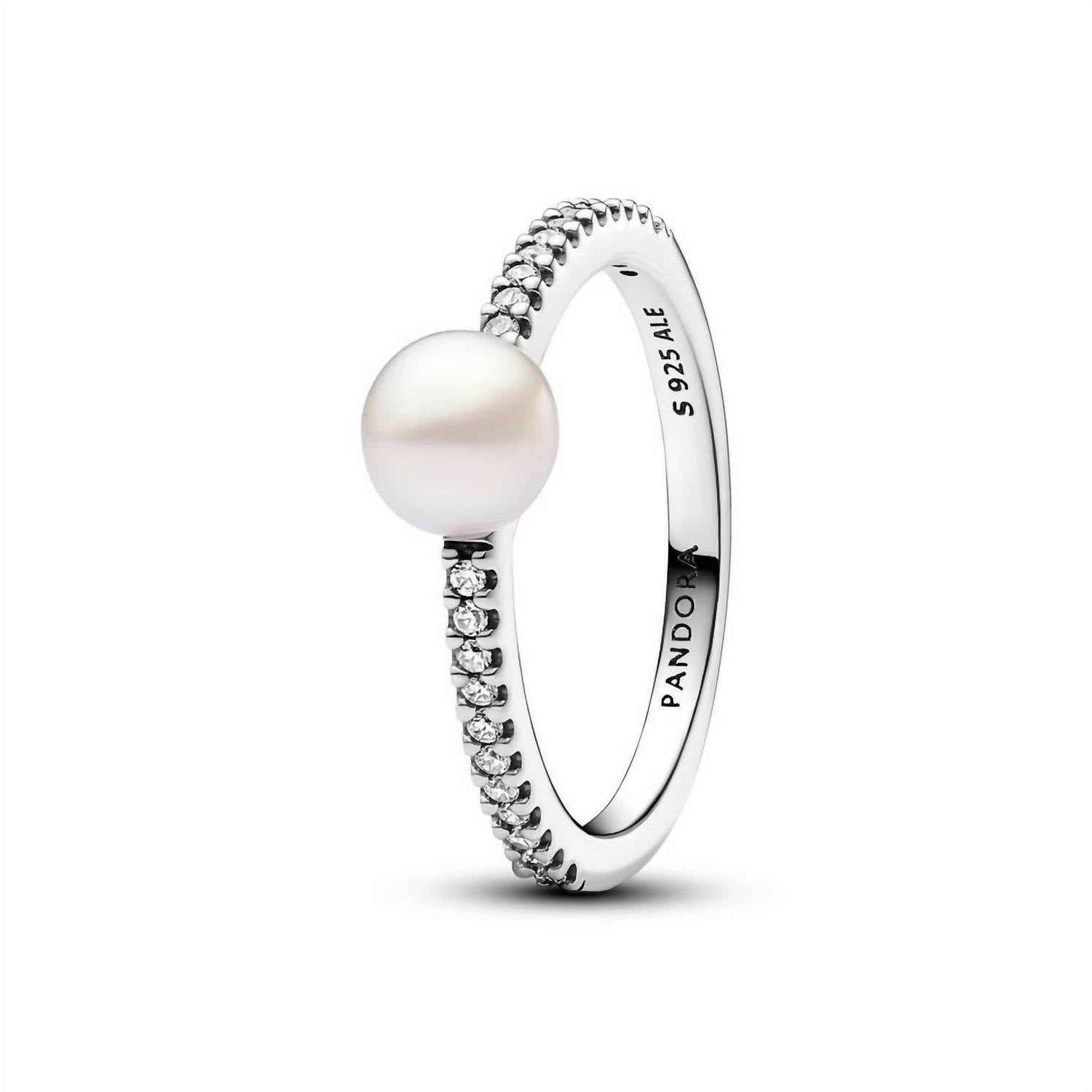 Pandora - Women's Freshwater Cultured Pearl & Pavé Ring