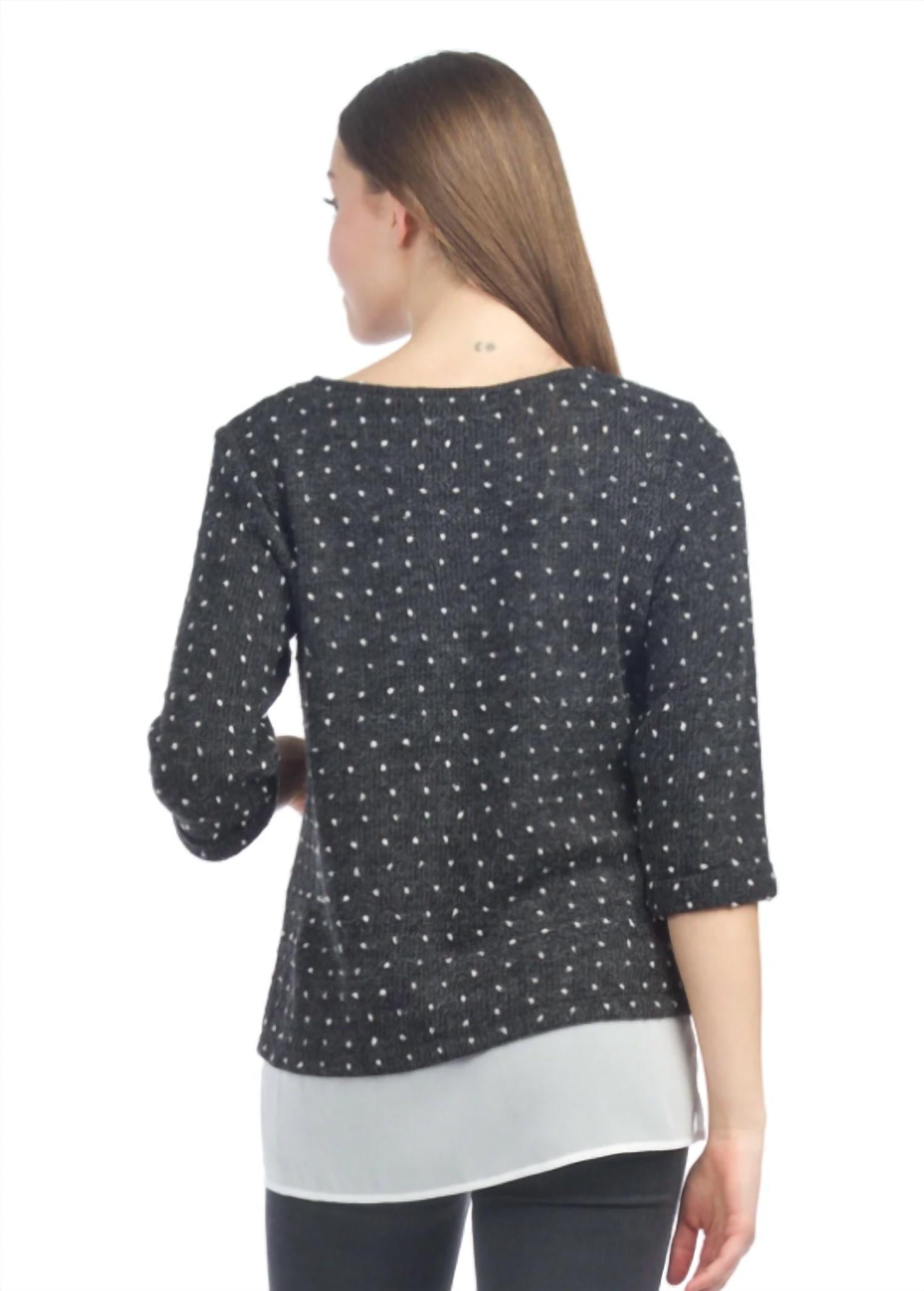 Papillon - Pom-pom Sweater With Georgette Underlay
