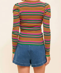 Flying Tomato - Striped Sweater Blouse