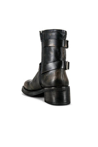 STEVE MADDEN Women's Brixton Buckle Engineer Boots in black distressed - women's shoe - view 4