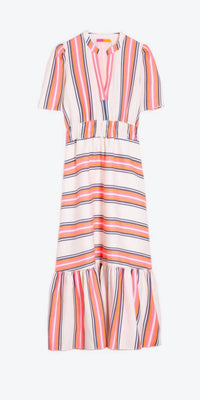 Vilagallo Leila Maxi Dress in neon stripe - women's dress - alternate view