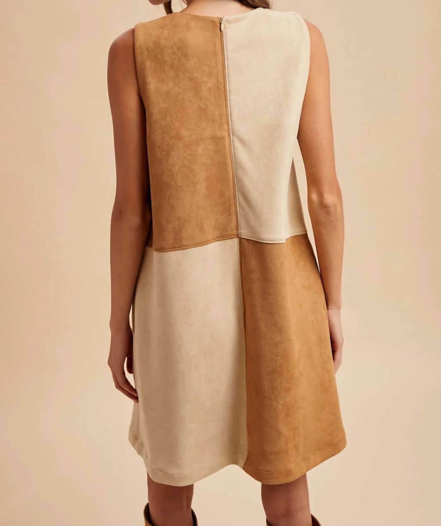 Anniewear - Alicia Color Block Suede Mini Dress