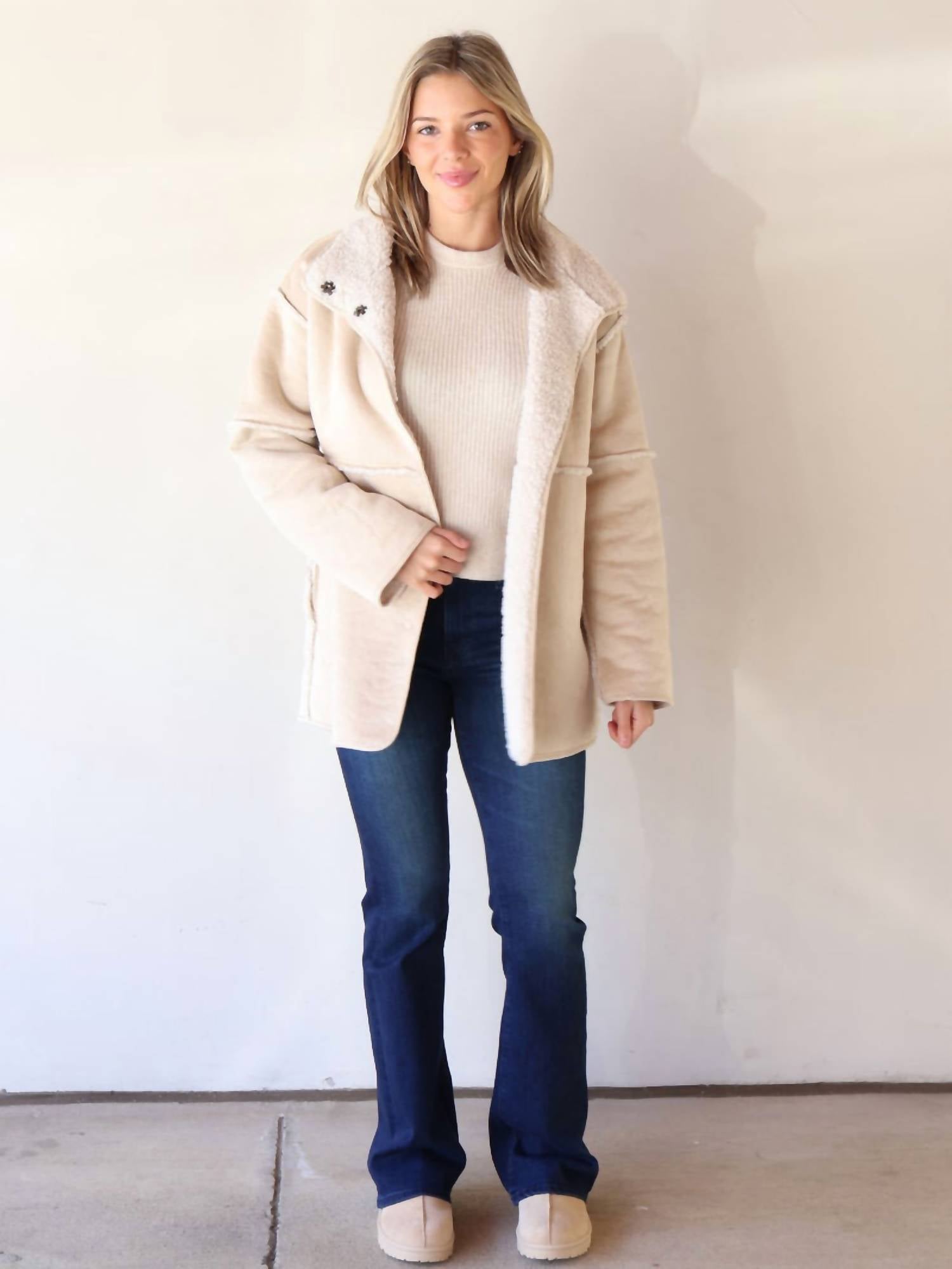 Dylan Amber Snap-front Coat in natural - women's jacket - alternate view