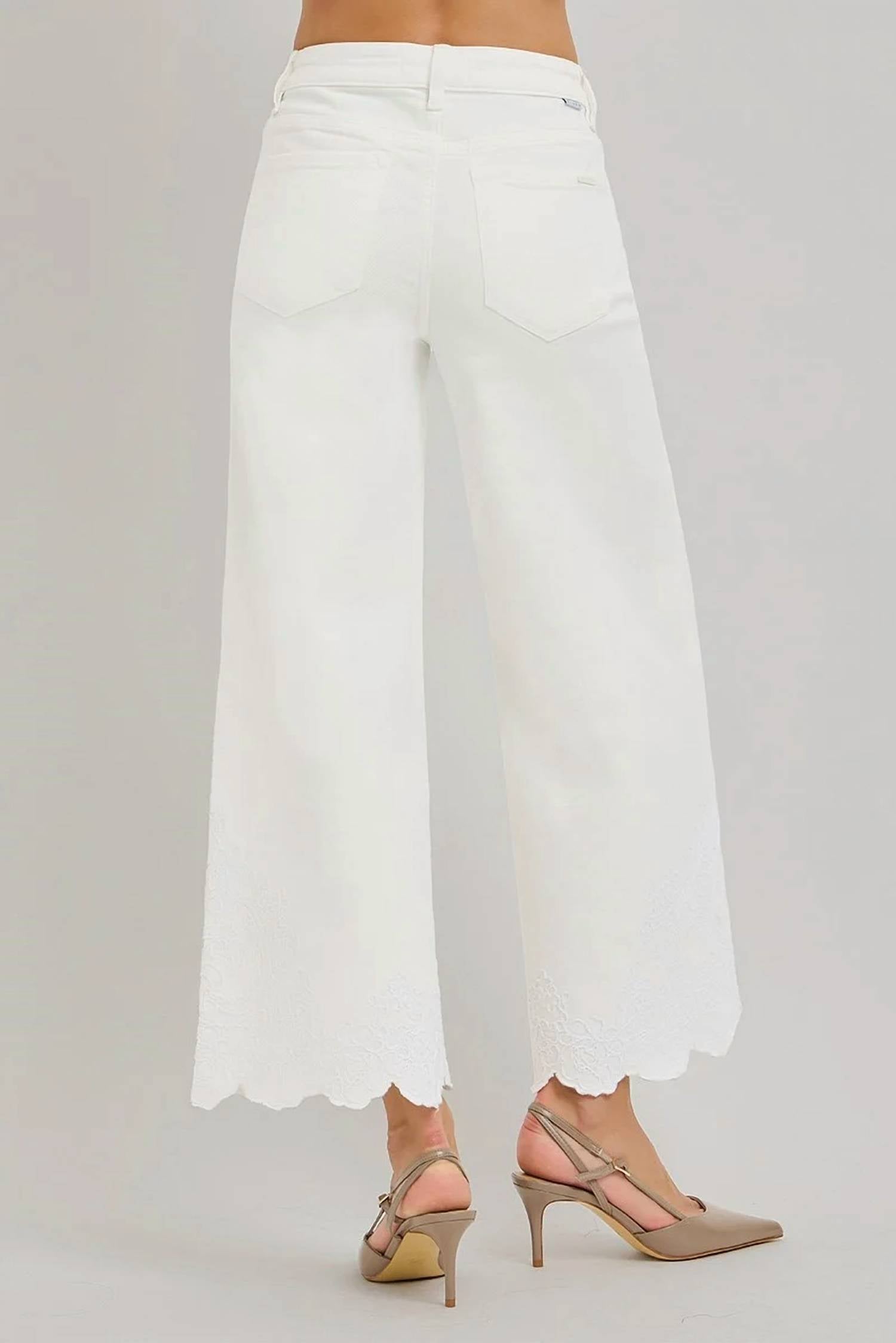 Risen - Francesca Embroidered High Rise Crop Jeans