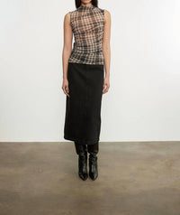 Enza Costa - Plaid Mesh Sleeveless Twist Top