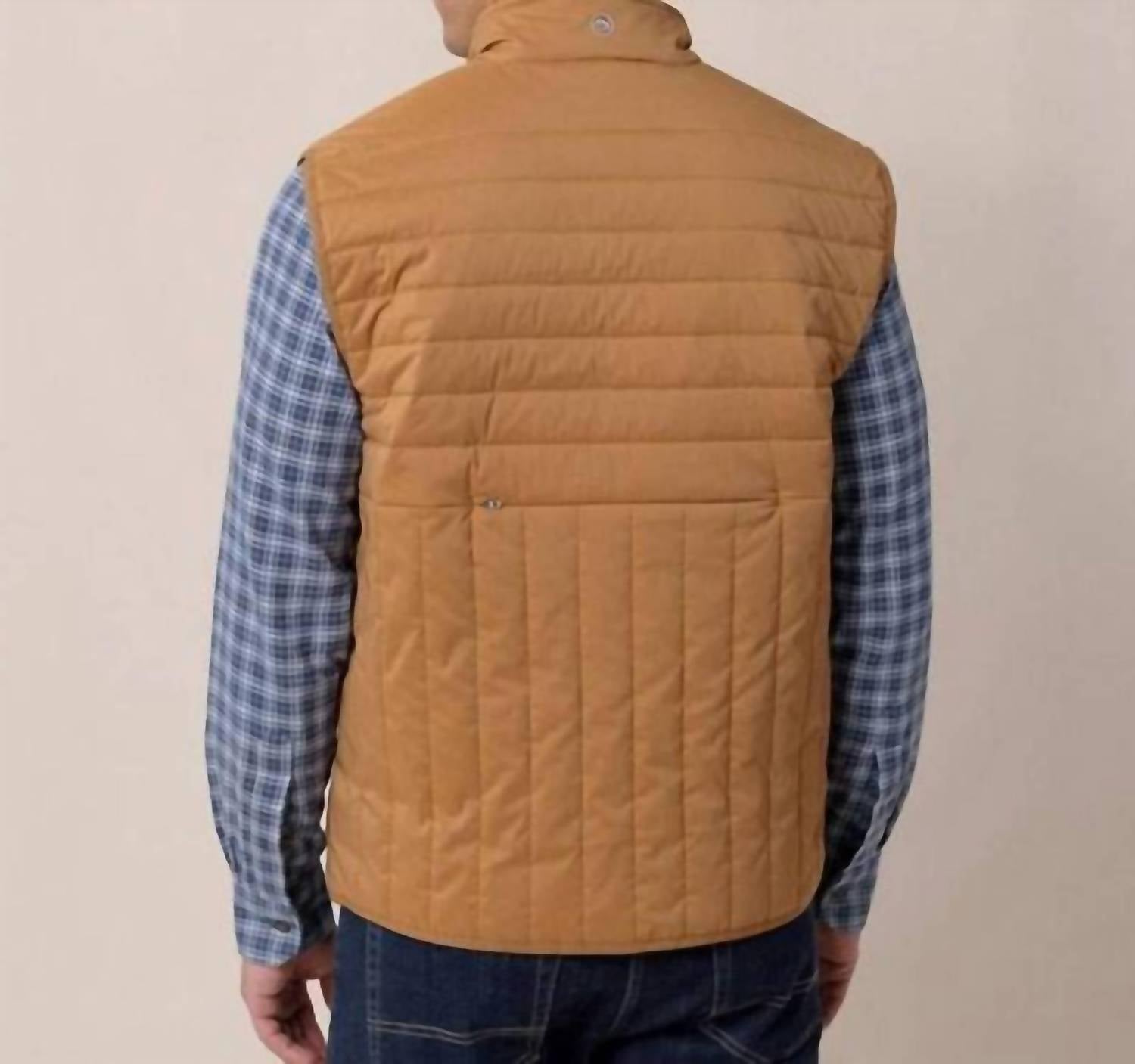 SOUTHERN TIDE Whitemarsh Packable Quilted Vest in hazelnut khaki - men's jacket - view 4