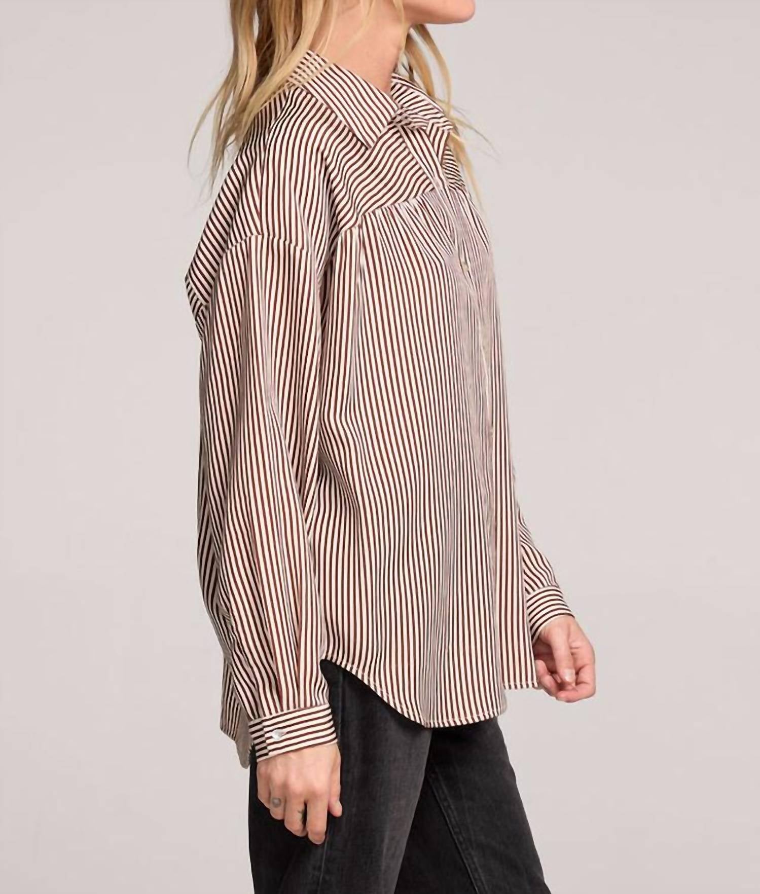saltwater LUXE Isadora Long Sleeve Top in chocolate - women's shirt - alternate view