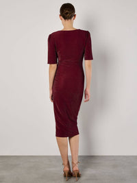 Apricot - Foil Sparkle Side Ruched Dress