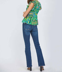 Fate - Ruffle Cap Sleeve Peplum Top